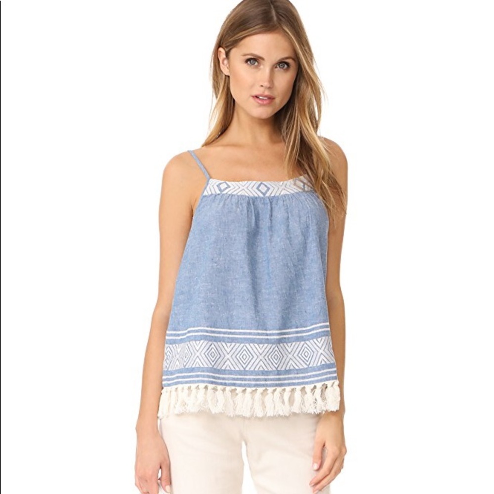 Soft Joie “Agneza” top in Chambray/Porcelain